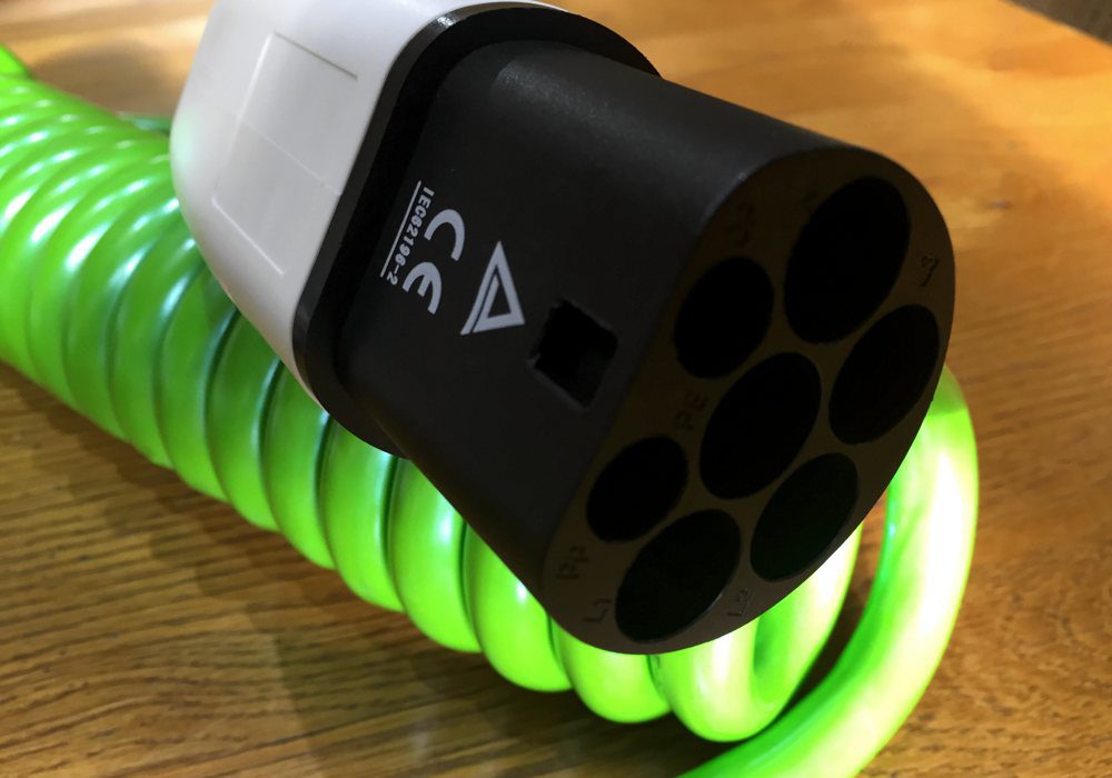 Type 1 -Type 2 Spring Charging Cable 16 Amp Green