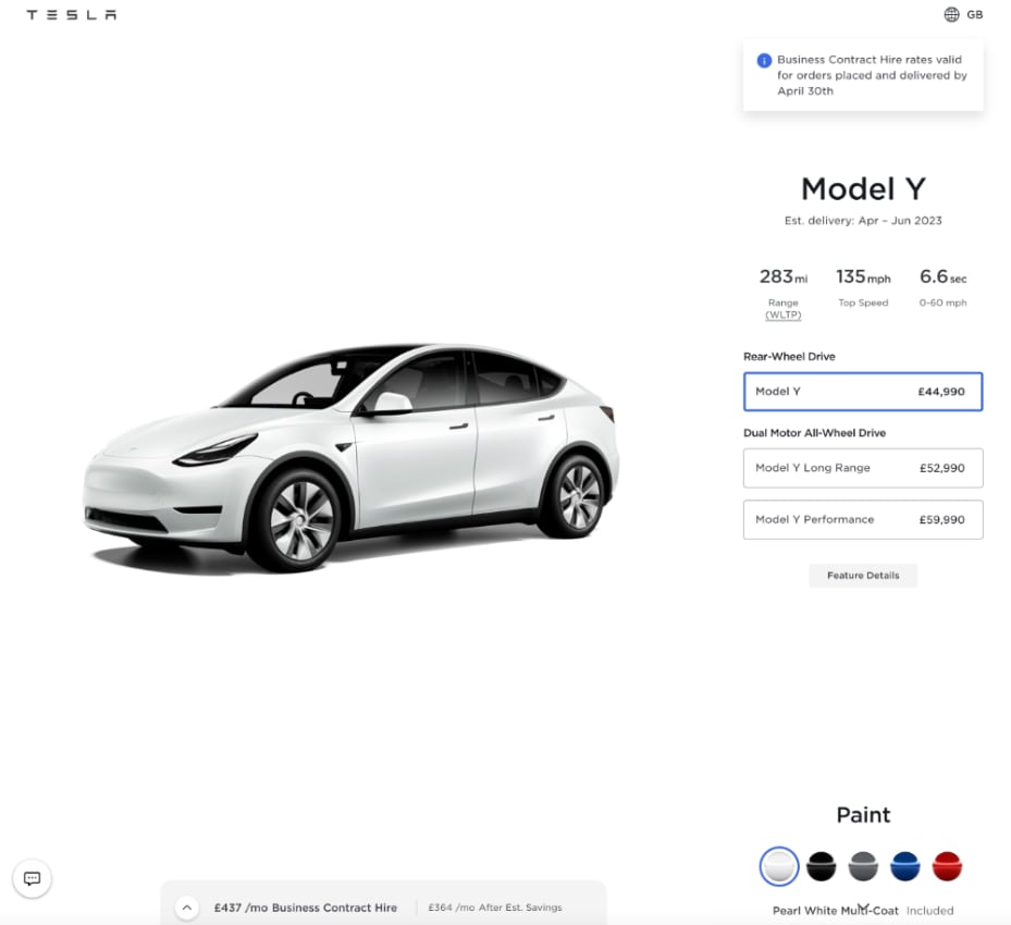 tesla model y price